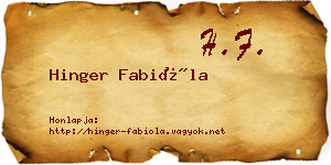 Hinger Fabióla névjegykártya